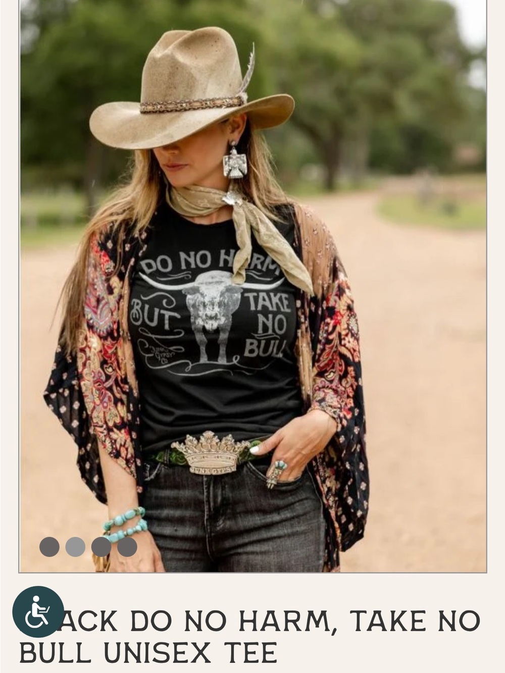 Junk Gypsy Raw Hem Black "Do No Harm, Take No Bull" Short Sleeve Tee